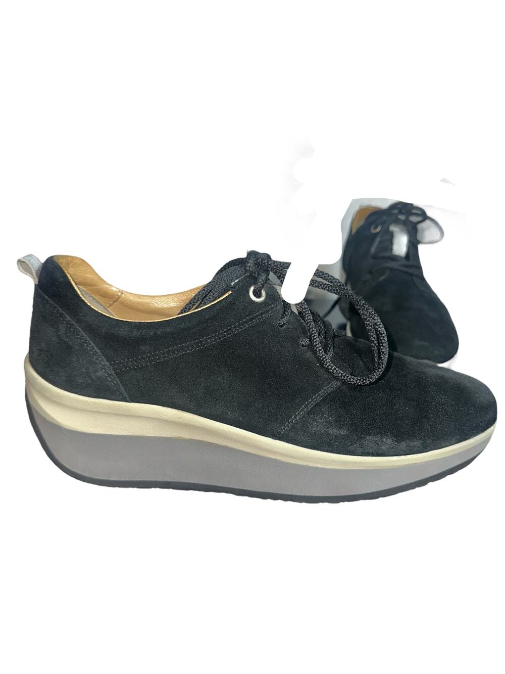 Hartjes Black Suede Sneakers Size 8.5 US 6 UK Comfort Walking Shoes Vibram Sole